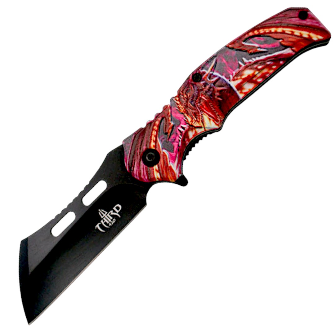 Assisted knife with 3D dragon handle