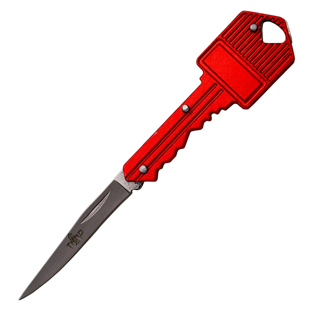 Red key-shaped knife