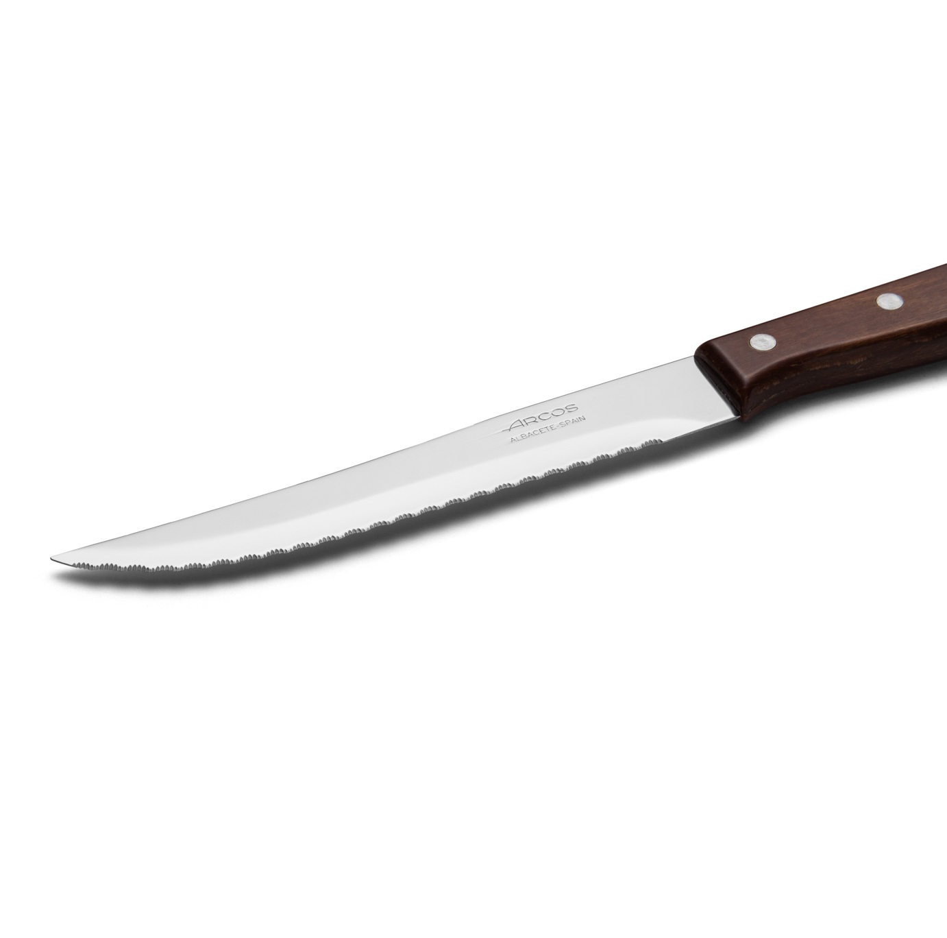 Arcos Latina series kitchen knife with wooden handle and 130 mm serrated blade blister
