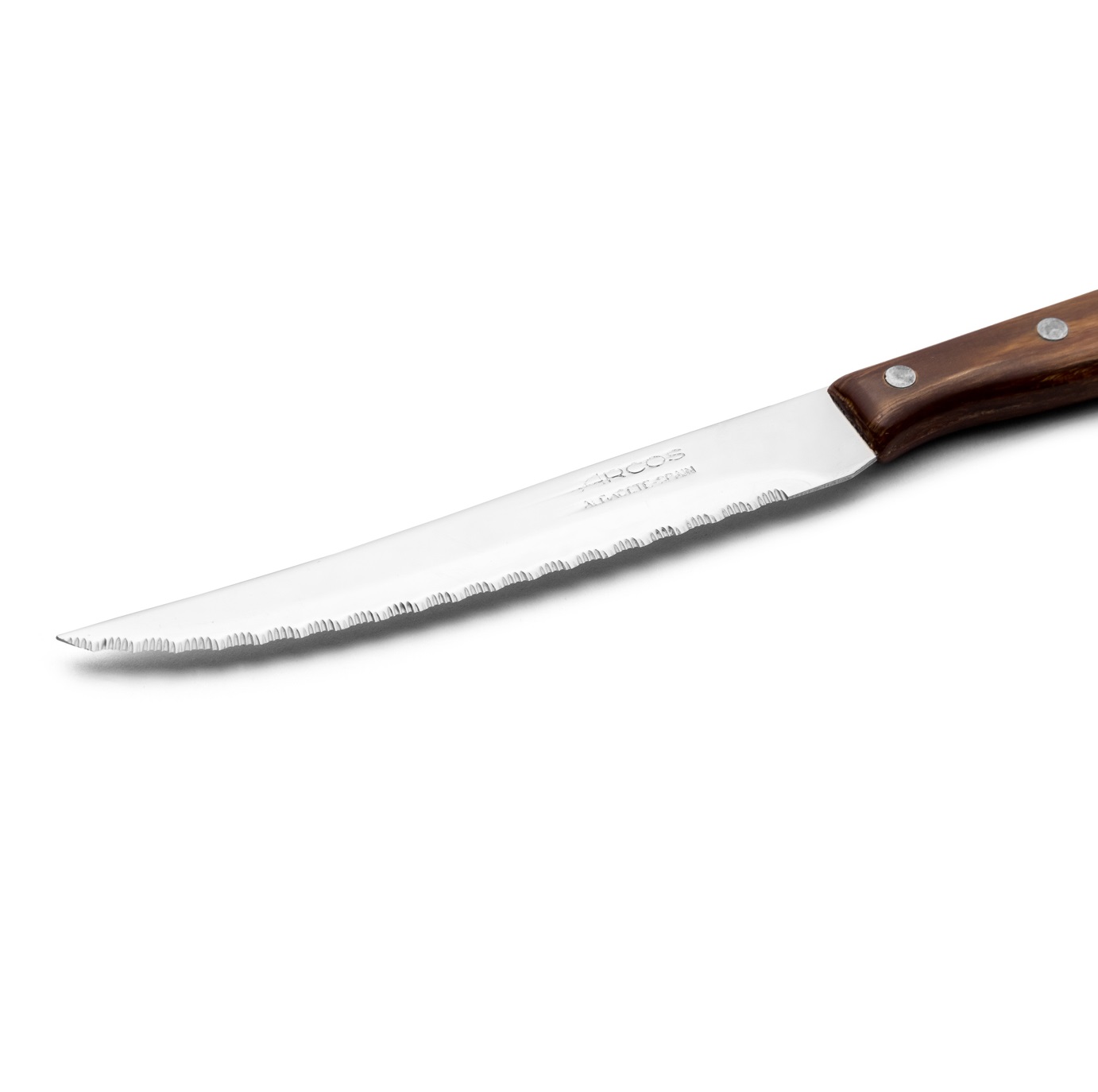 12 Arcos Latin series steak knives with wooden handles and 105 mm blades