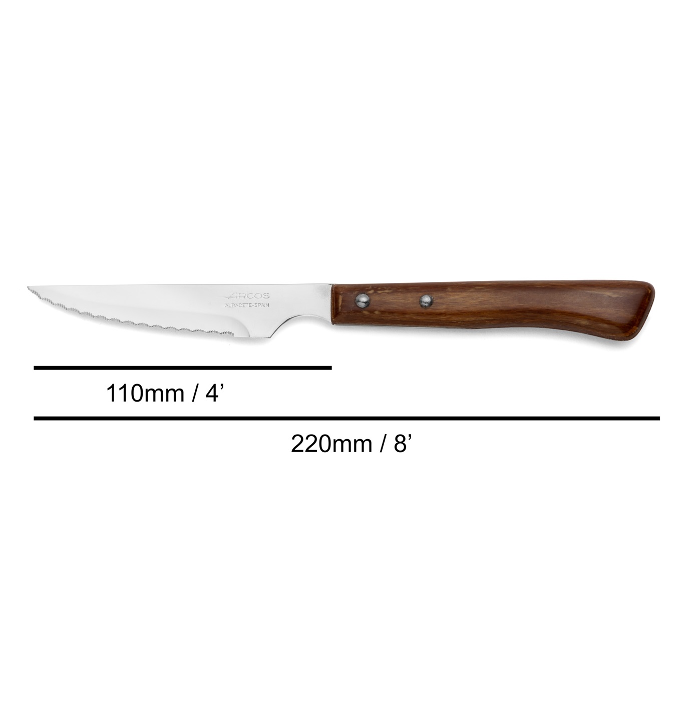 12 Arcos 220 mm Gregorio Series steak knives with compressed wood handle