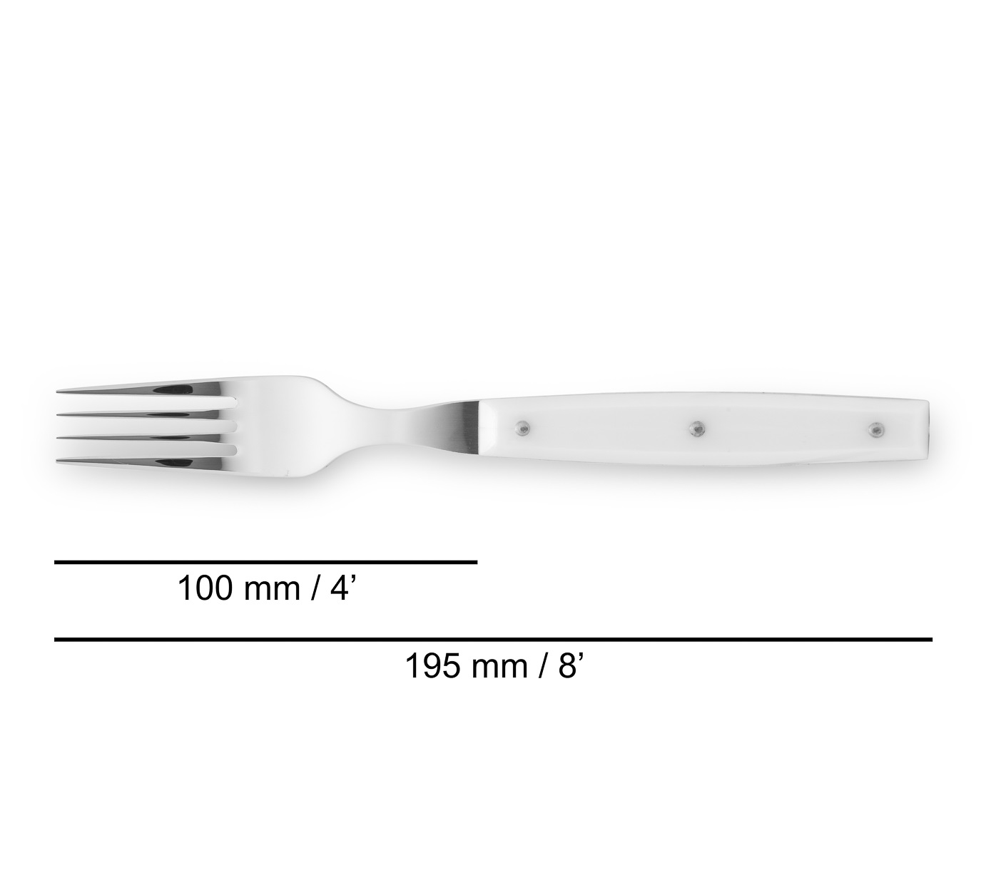 12 Arcos 195 mm steak forks with white polyamide handle