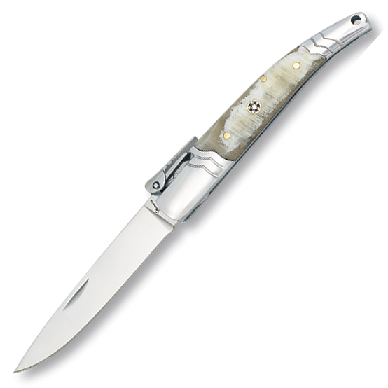 Albainox pocket knife with decorated horn handle