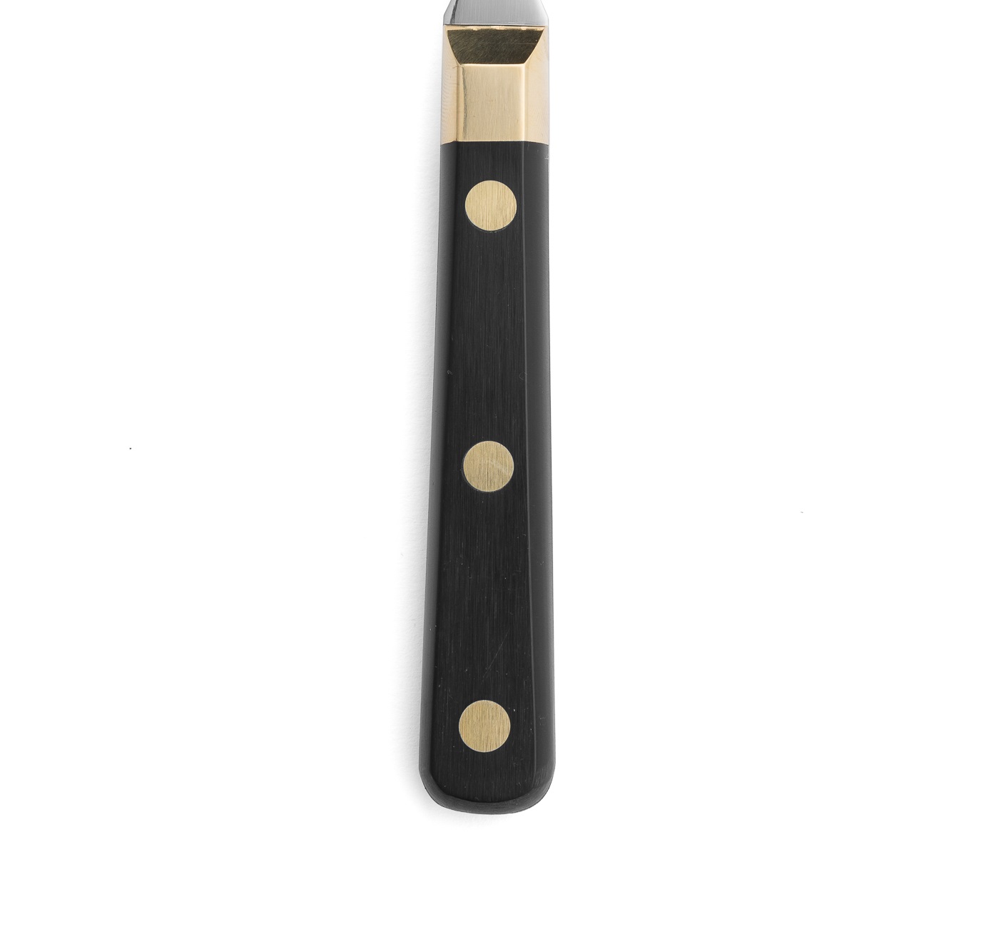 Arcos steak fork with black plastic and brass handle