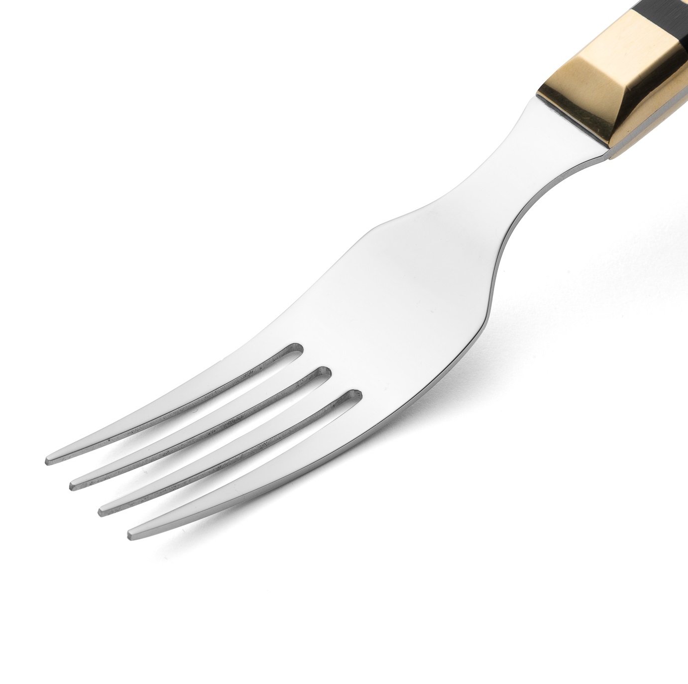 Arcos steak fork with black plastic and brass handle