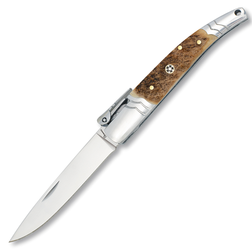 Albainox pocket knife with decorated stag horn handle