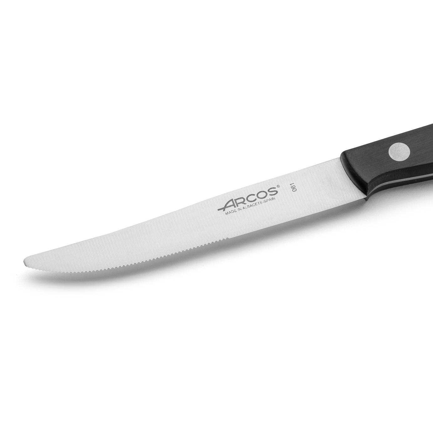 12 Arcos Steakmesser mit schwarzem Kunststoffgriff und glatter Klinge