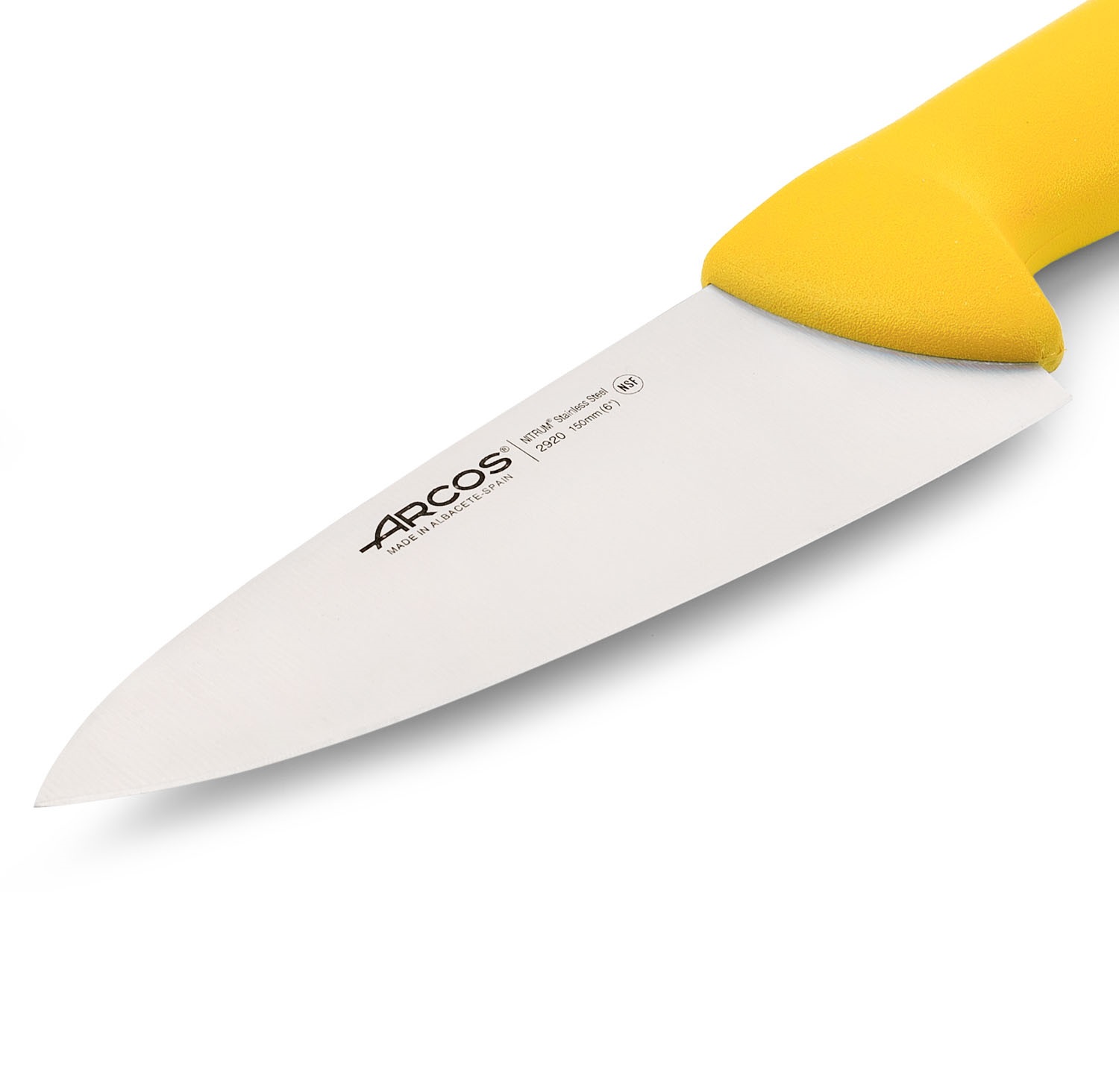 Wide chef's knife with a 15 cm blade and colorful plastic handle