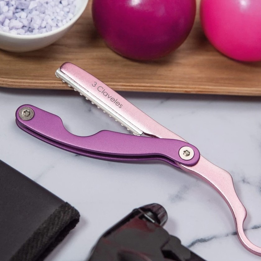 Faca de cabeleireiro Ergo rosa 17,5 cm 3 Claveles