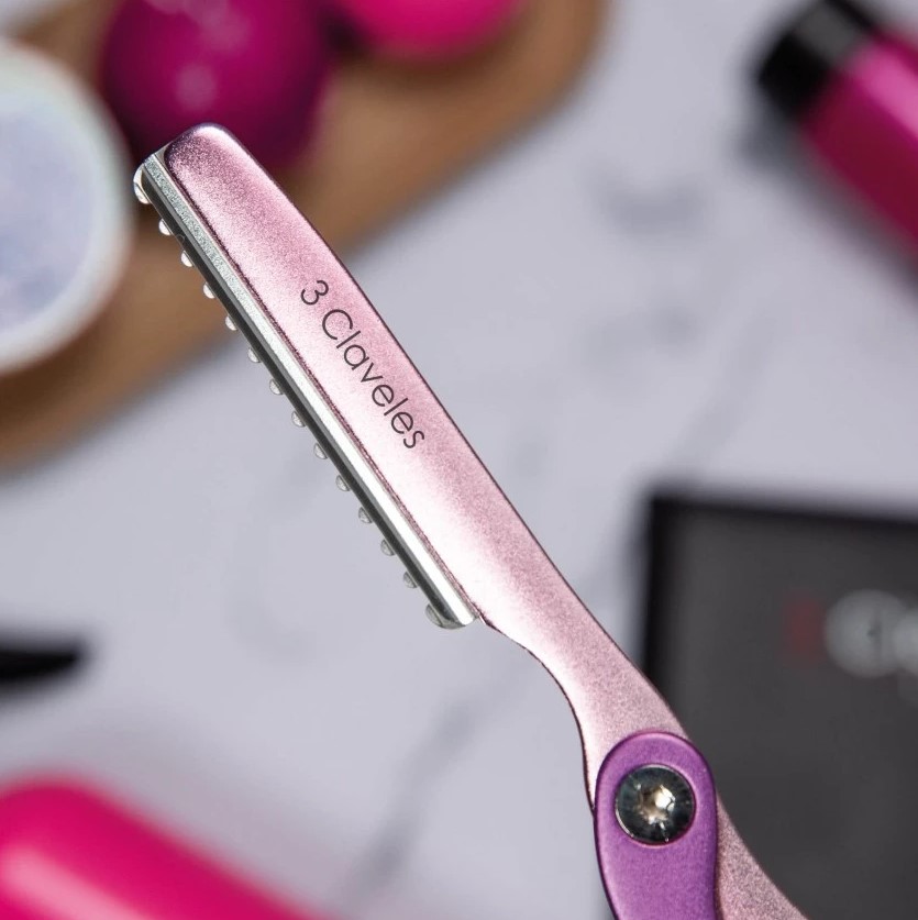 Faca de cabeleireiro Ergo rosa 17,5 cm 3 Claveles
