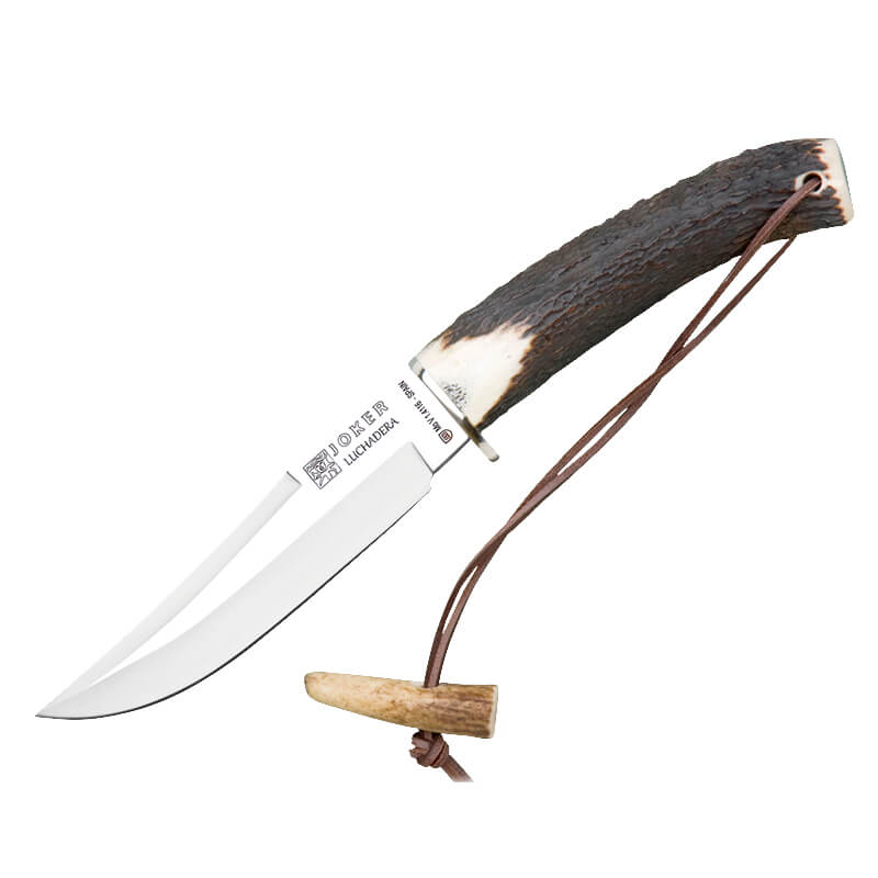 Joker Luchadera hunting knife with deer antler handle and 14 cm c...
