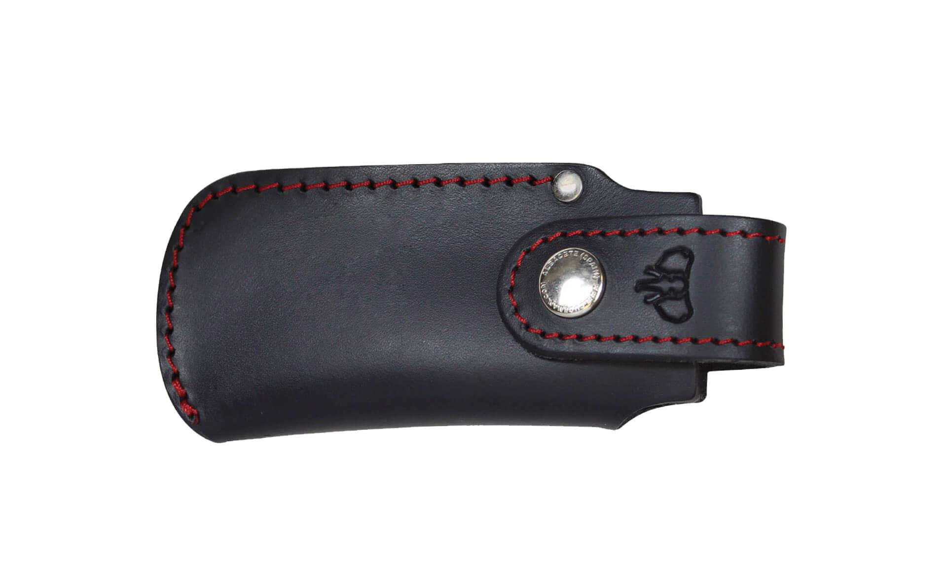 Couteau de poche MT6 Cudeman. Manche en micarta noir. Fourreau en cuir