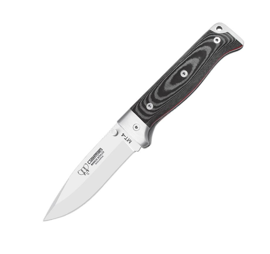 Couteau pliant MT4 Cudeman. Manche en micarta noir. Étui en cuir