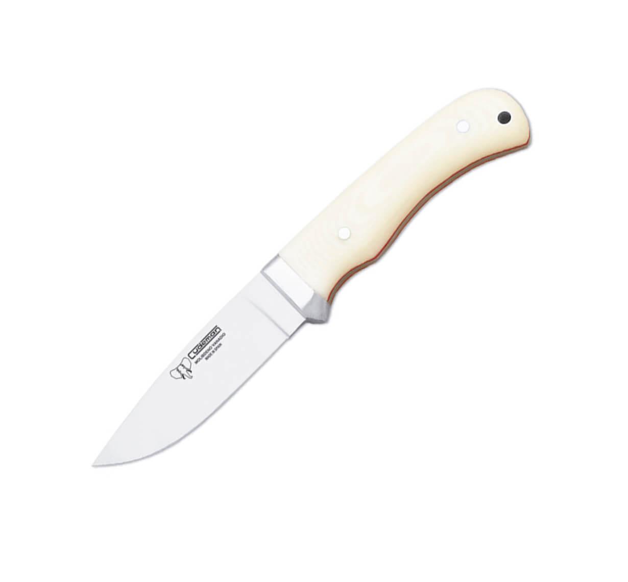 Cudeman Jagdmesser mit weißem Micarta Griff und 9cm Klinge