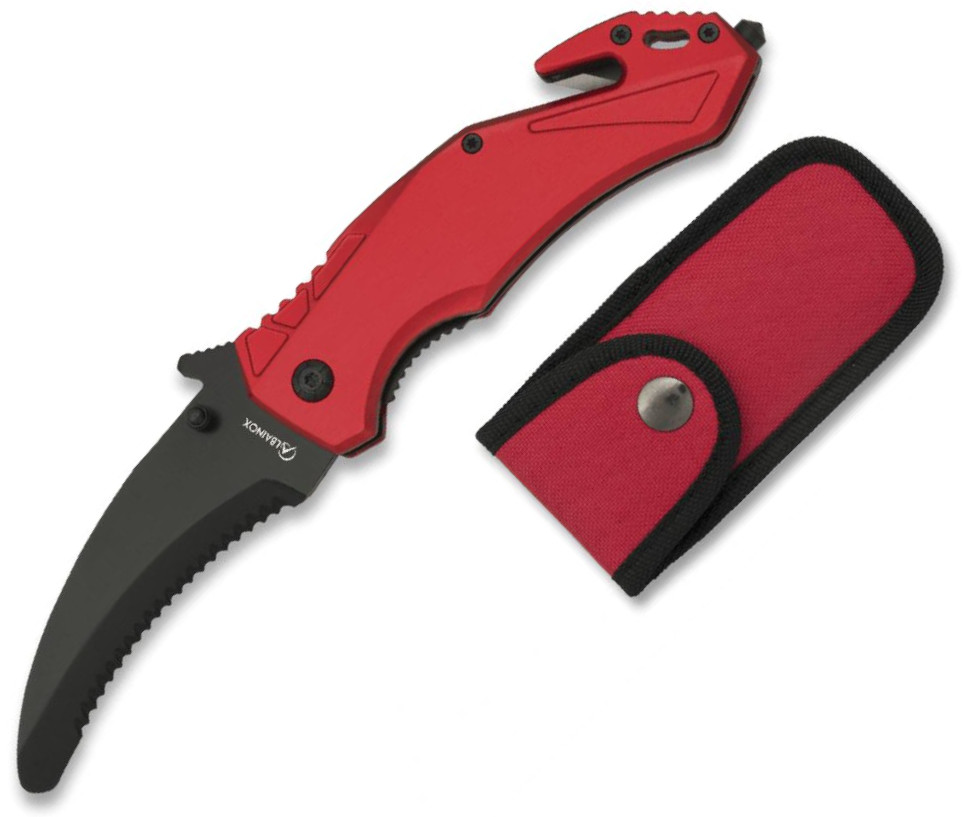 Coltello tascabile tattico Albainox con manico in alluminio rosso...