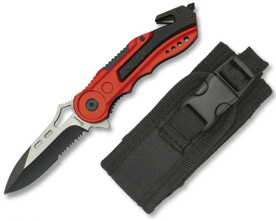 Albainox rescue pocket knife with linear lock, nylon sheath, alum...
