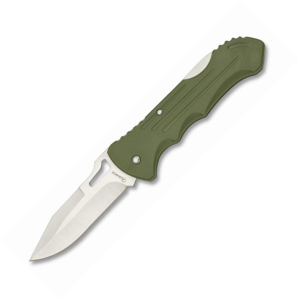 Albainox-Taschenmesser mit grünen ABS-Griffschalen, Clip und 7,8 ...