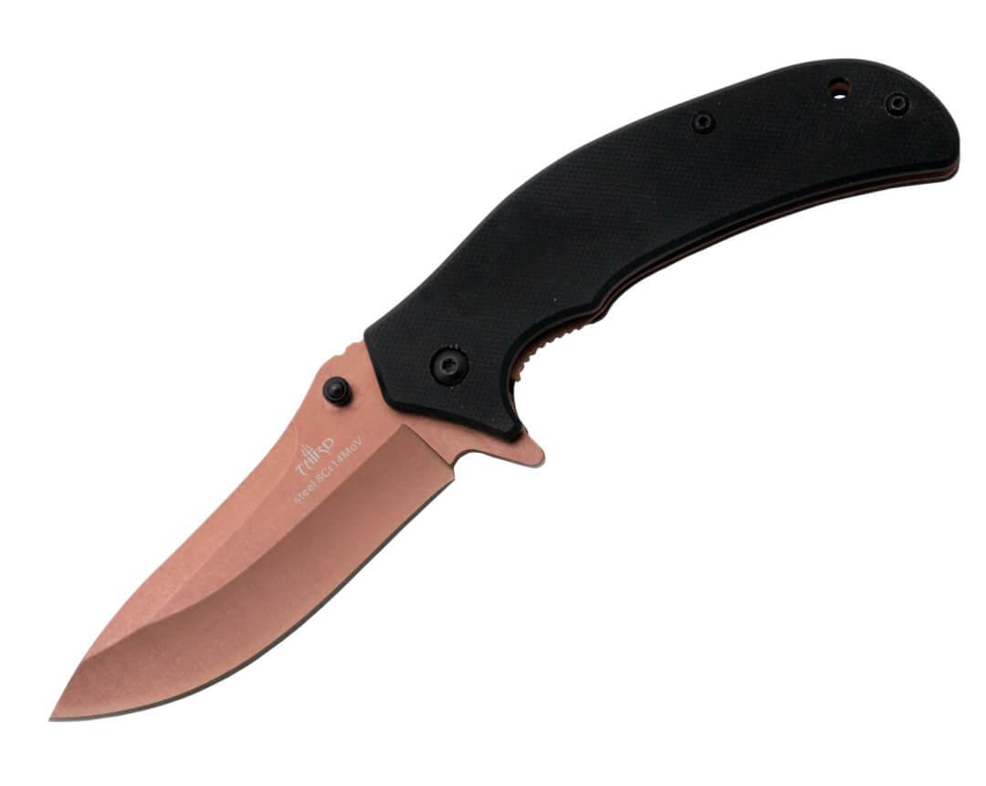 Knife with black G10 handle with assisted opening