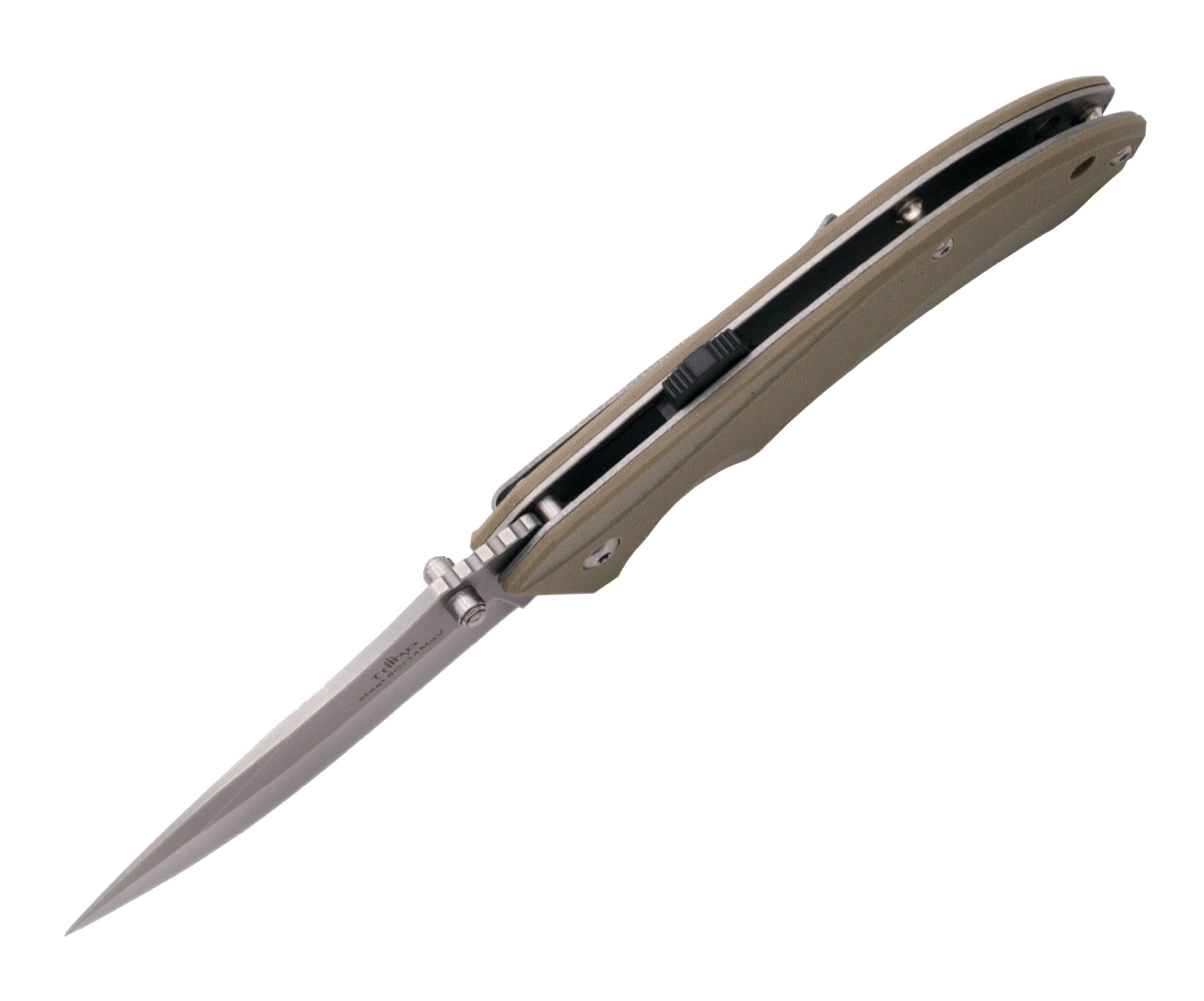 Knife with assisted opening and camel G10 handle