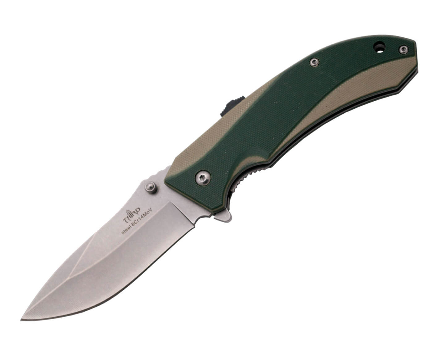 Pocket knife with assisted opening and handle of G10 bicolor came...