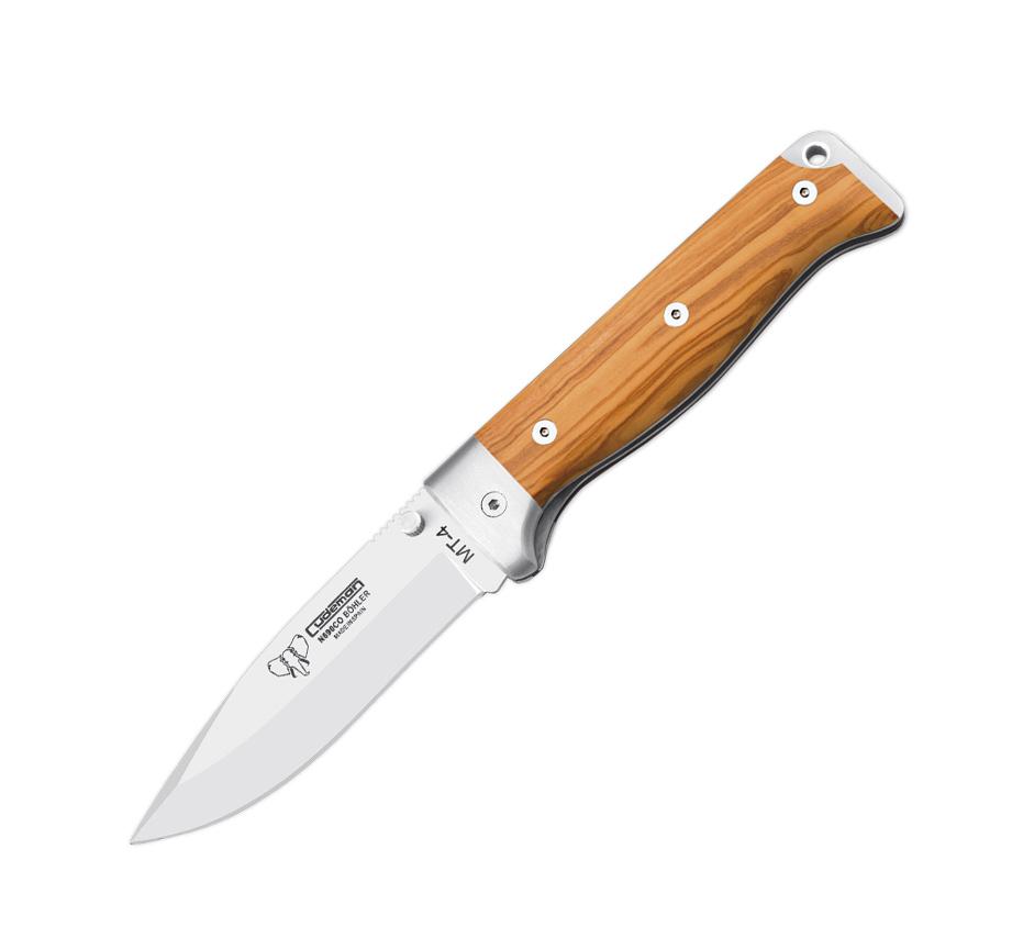 Couteau pliant MT4 Cudeman. Manche en olive satinée. Étui en cuir