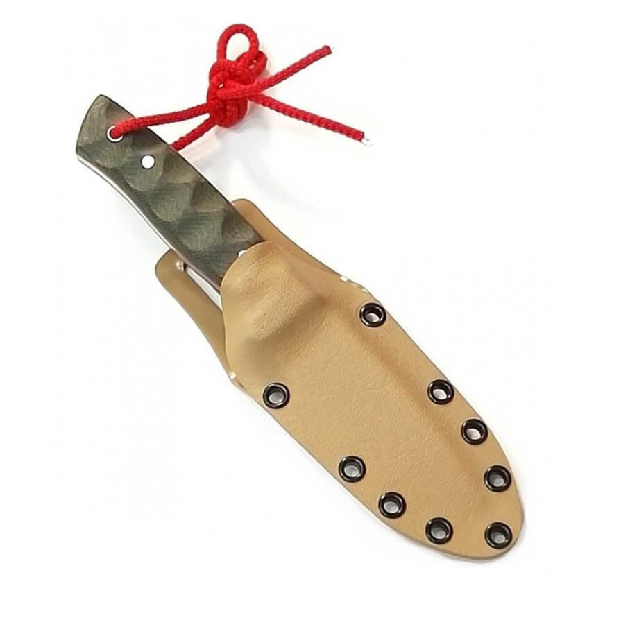 Faca tática Muela Kodiak com cabo em micarta verde bainha em kydex