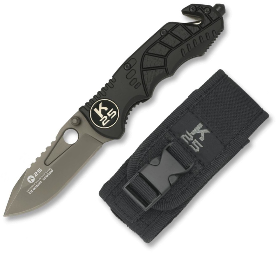 Coltello tascabile tattico K25 con taglia cintura e lama rivestit...