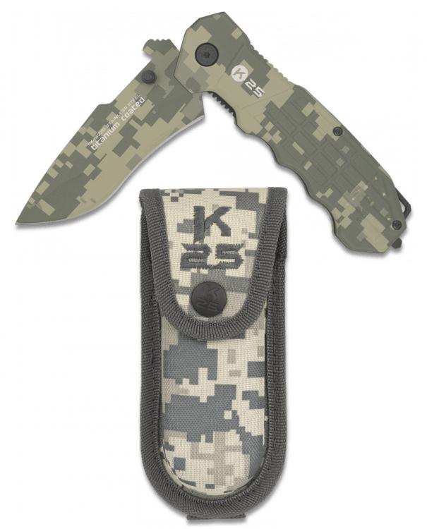 Navaja K25 con rompecristales de tungsteno, funda de nylon y hoja...