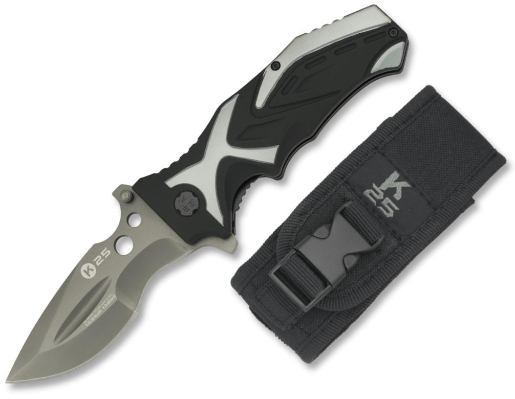 K25 tactical pocket knife with titanium coated blade 9.3 cm long ...