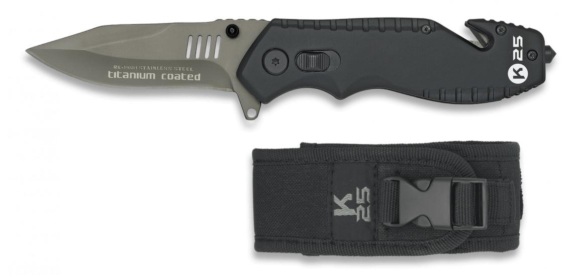 Coltello tascabile tattico K25 con rompicintura, fodero in nylon ...