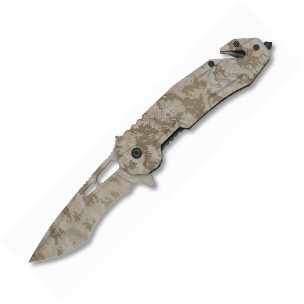 Coltello tascabile di sicurezza Albainox in arid camouflage con c...