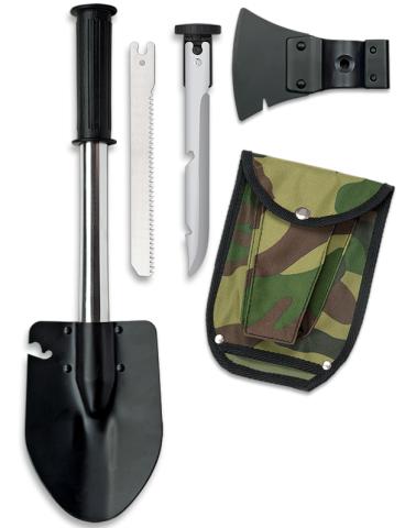 Pelle de survie amovible avec accessoires