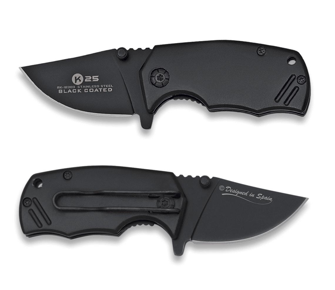 Coltello tascabile tattico K25 MINI I con clip e lama rivestita n...